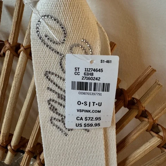 PINK Victoria's Secret Cream sparkle Canvas Tote with Branded Straps - Picture 2 of 11